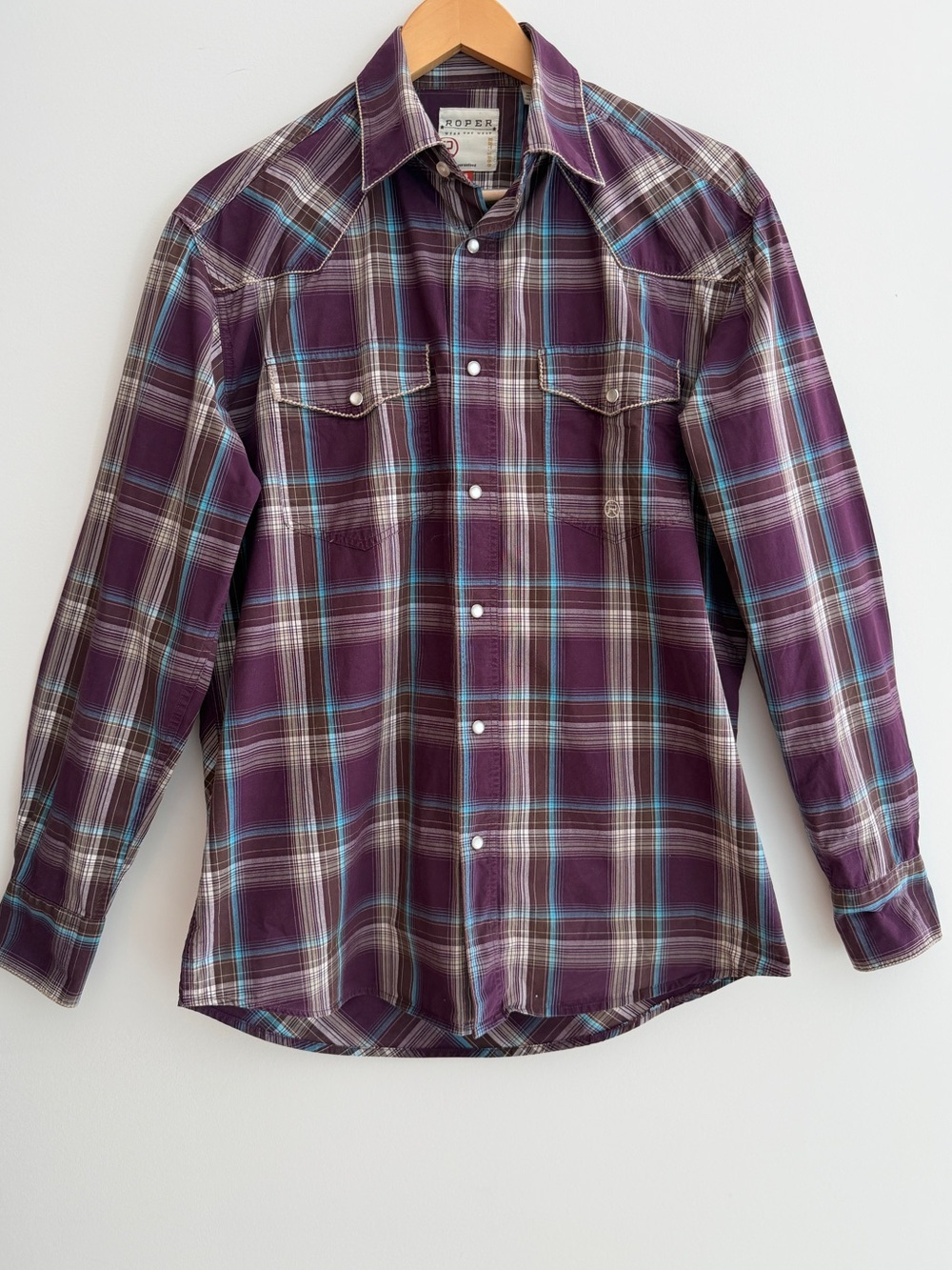 ROPER Plaid Pearl Snap Long Sleeve Western Shirt Rodeo Stampede Cowboy Farmcore